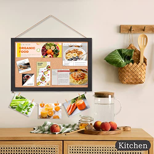 Miratino Cork Board Bulletin Board, 16 x 11 Inches Wooden Frame Pin Board, Cute Cork Boards for Walls Hanging for Office, Home Decor, School (Pins, Miratino