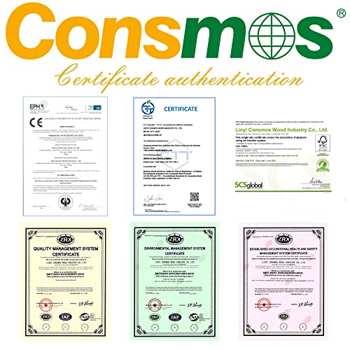 Consmos Baltic Birch Plywood 6mm 1/4" x 12" x 12" Craft Wood, Pack of 3 B/BB Grade Baltic Birch Sheets, Perfect for DIY Projects, Painting, Drawing, Consmos