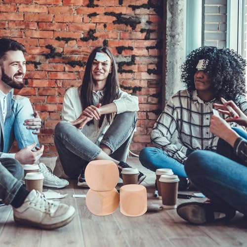 TEHAUX Unfinished Wood Dice, 3pcs 57mm Small Wooden Cubes 6 Sided Wood Cubes with Rounded Corners for Classroom Board Games DIY Sticker Math Counting TEHAUX