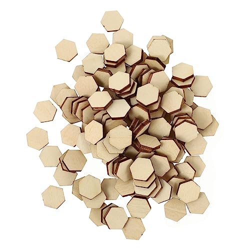 SUPVOX 200Pcs 10MM Beech Wooden Hexagonal Pieces Ornaments, Wood Hexagon Cutouts Embellishment for DIY Wedding Christmas SUPVOX