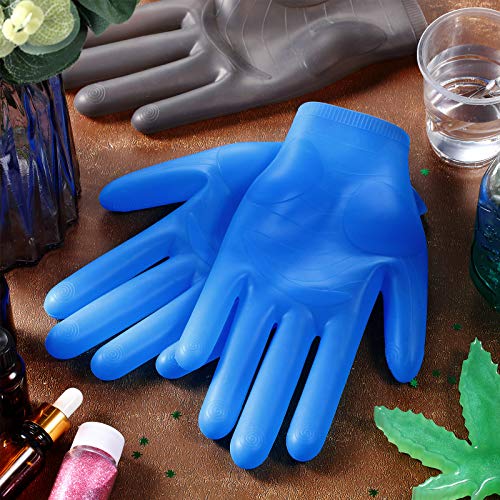 Patelai 2 Pairs Epoxy Gloves Silicone Gloves for Resin Reusable Safe Silicone Gloves for Crafts Jewelry Making Work DIY (Black, Blue) Patelai