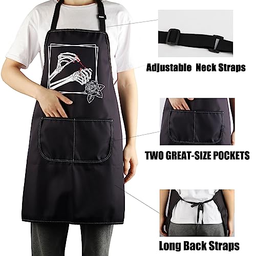 CENWA Nail Technician Aprons Nail Artist Gifts Skeleton Nail Painting Nail Tech Adjustable Apron For Nail Salons Halloween present (nail artist CENWA