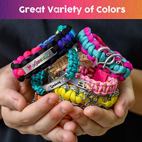Paracord Bracelet Making Kit with Charms - Art & Craft Gift for Girls Age 8 9 10 11 12 & Teens 13 14 year old. Make Your Own Friendship & Fashion Glittery Garden