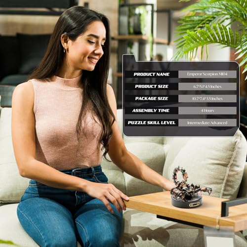 Gift for Men/Teens/Engineer/Hobbyist - ROBOTIME MI04 Mechanical Plastic Model to Build - Emperor Scorpion Model Kit - 123 Pieces 3D Puzzle ROBOTIME