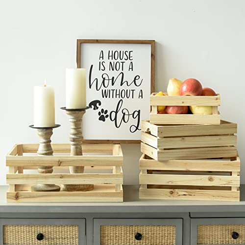 JUMBO HUMBLE Large Wooden Crates Unfinished Set of 4 Storage Crates, Decorative Wood Storage Crates for Display Rustic, Nesting Wood Container Boxes JUMBO HUMBLE
