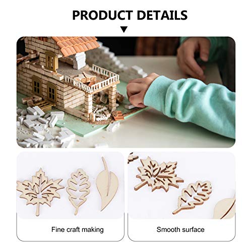 Amosfun 50pcs Laser Cut Wood Embellishment Hollow Out Wooden Leaves Shape Wood Discs Unfinished Wood Cutout for Arts Crafts DIY Decoration Amosfun