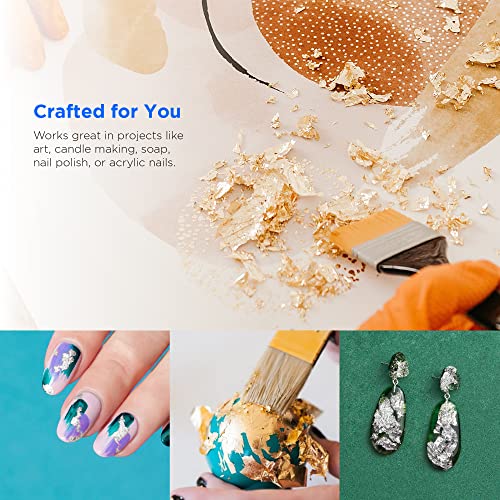 Rolio Metallic Foil Flakes, 3 Bottles (Gold, Copper, and Silver), Imitation Gold Foil Flakes for Epoxy, Nail Art, Painting, DIY Arts & Crafts, Slime, Rolio