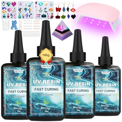 JDiction UV Resin Kit 200g Clear Hard UV Glue Fast Curing for  Crafts/Jewelry/Casting & Coating