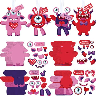 Sumind Valentine's Day Craft Kits for Kids, DIY Craft Ornament Valentine Class Game Activities Paper Craft Hanging Ornament for Valentines Day