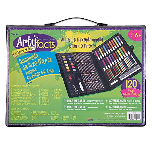 Darice 120-Piece Deluxe Art Set – Art Supplies for Drawing, Painting and More in a Plastic Case - Makes a Great Gift for Children and Adults Darice