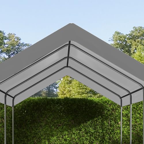 Outsunny 10' x 20' Carport Replacement Top Canopy Cover, Waterproof and UV Protected Garage Car Port Cover with Ball Bungee Cords, Beige, (Only Outsunny