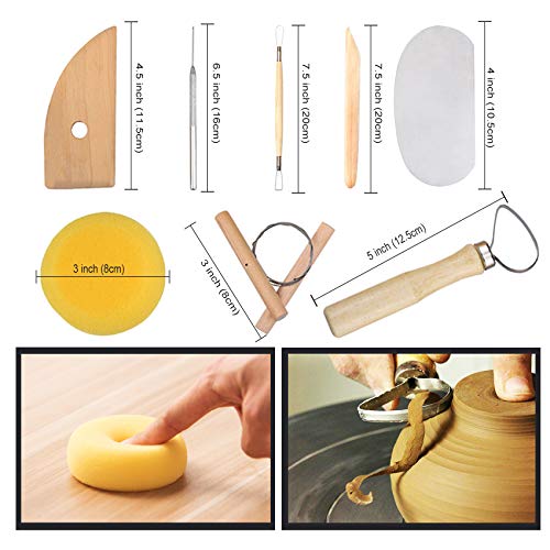 EuTengHao 61Pcs Ceramic Clay Tools Kit Pottery Tools Clay Sculpting Shapers Carving Tool Set Contains Most Essential Wooden Clay Tools for Potters EuTengHao