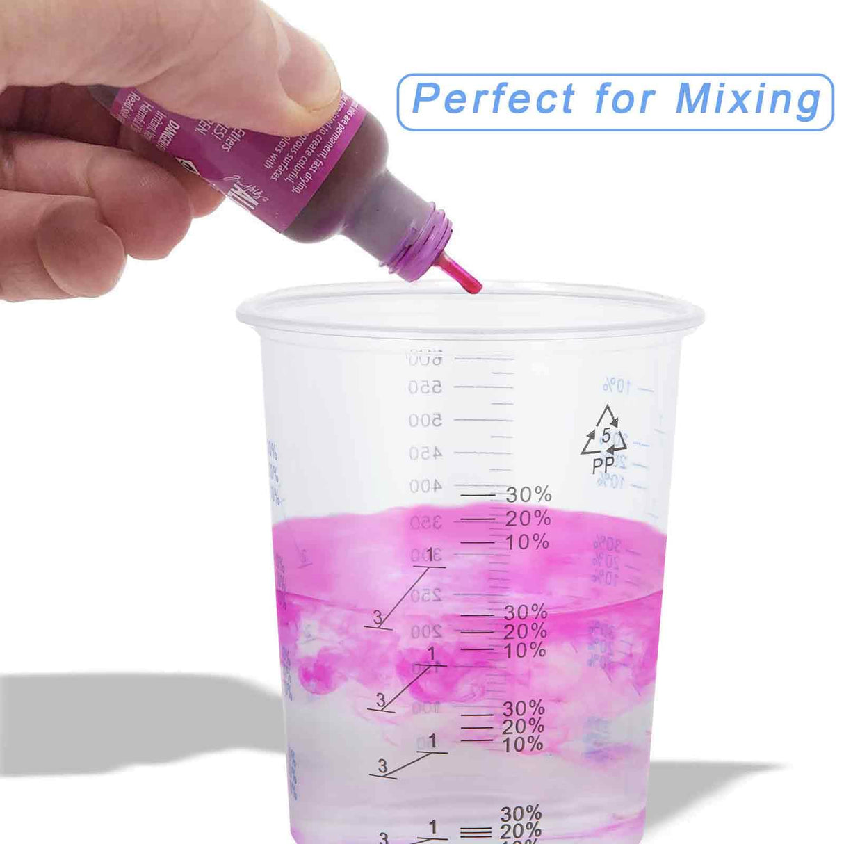 Oungy 100PCS Plastic Mixing Cups for Epoxy Resin 20oz(600ml) with 100pcs Mixing Sticks, Graduated Plastic Measuring Cups for Mixing Resin Painting Oungy