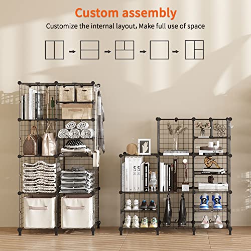 AWTATOS Closet Organizer, Wire 8 Cube Storage Organizer, DIY Portable Closet Clothes Organizers Storage Shelves with Partition, Cubby Shelving for AWTATOS