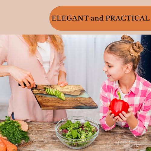 DESIGNIUM Handmade Olive Wood Cheese Board with Resin, Charcuterie Boards & Serving Tray, Wooden Epoxy Serving Board, Chopping and Cutting Board for Designium