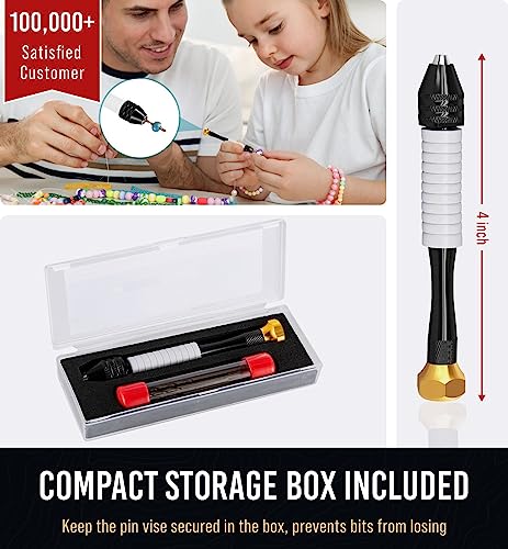 Pin Vise Small Hand Drill for Jewelry Making - Craft911 Manual Craft Drill Sharp HSS Micro Mini Twist Drill Bits Set for Resin, Rotary Tools for Craft911