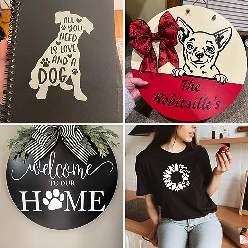 16 Pieces Dog Stencils Dog Paw Print Stencil Love Sunflower Heart Dog Stencils for Painting on Wood Reusable Painting Templates for DIY Crafts Boqon