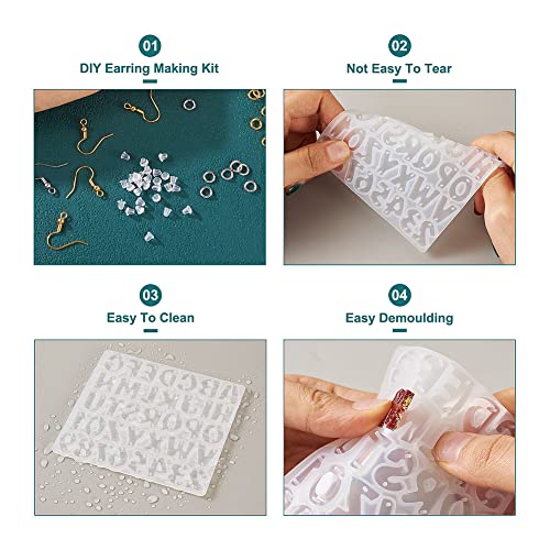 KISSITTY Letter Number Earring Silicone Molds Alphabet Number Heart Pendant Resin Casting Molds Earring Making Kit for Adults UV Resin Jewelry Crafts KISSITTY