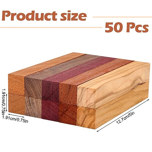 Qilery 50 Pcs Exotic Wood Pen Blanks Pen Turning Supplies DIY Crafts Pen Turning Kit, Black Walnut, Cherrywood, Peltogyne, Zebrawood, Bubinga, 10 of Qilery