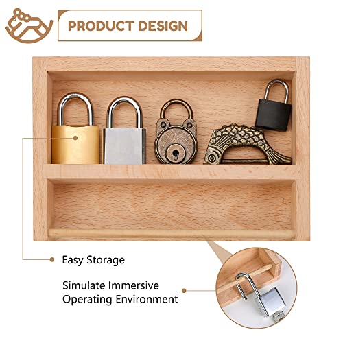 Woodtoe Montessori Lock and Key Toy Set for Kids, Educational Lock Set Keys, Wooden Learning Montessori Materials for 3 4 5 6 Toddlers, Preschool, Woodtoe