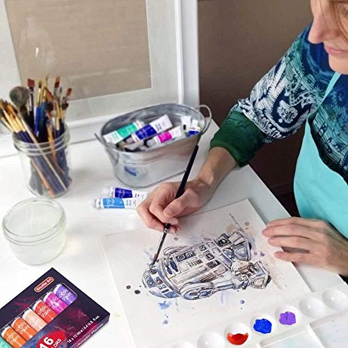 Shuttle Art Acrylic Paint Set, 16 x12ml Tubes Artist Quality Non Toxic Rich Pigments Colors Great for Kids Adults Professional Painting on Canvas Shuttle Art