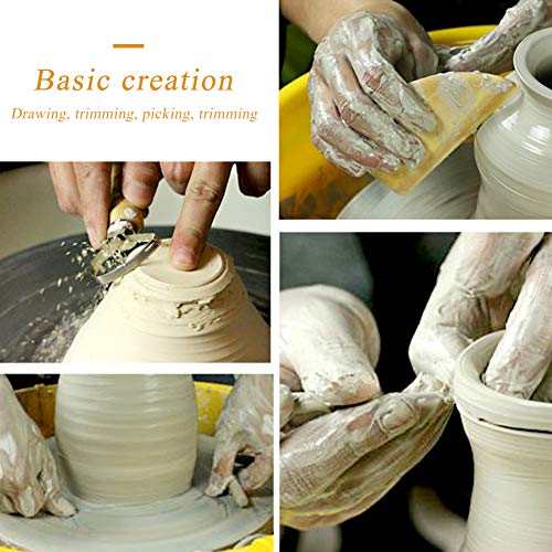 8 Pieces Wooden Pottery Sculpting Clay Cleaning Tool Set, Includes Clay Cutting, Modeling, Trimming Tools, for Beginner Level Pottery and Smoothing, Zlulary
