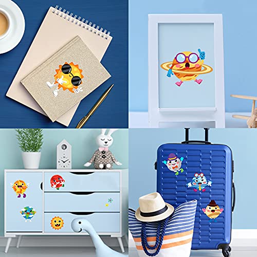 WATINC 45pcs Make Your Own Planet Stickers Games, 9 Planets Solar System Birthday Party Favor Stickers for Kids, DIY Outer Space Make a Face Sticker WATINC