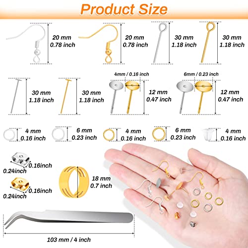Hypoallergenic Earring Making Kit, Modacraft 2000Pcs Earring Making Supplies Kit with Earring Hooks, Earring Findings, Earring Posts, Earring Backs, Modacraft