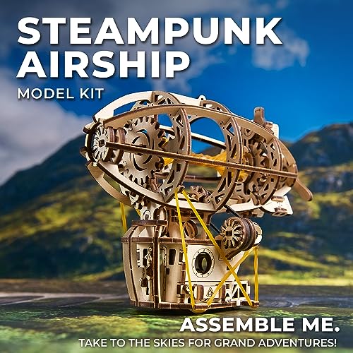 UGEARS Steampunk Airship - Ugears Wooden 3D Puzzles for Adults - Wood Mechanical Model with Moving Parts for Adults to Build - Building Kits Brain UGEARS