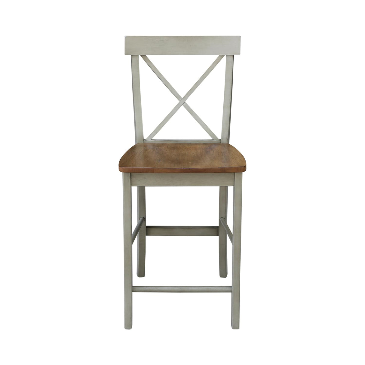 IC International Concepts International Concepts X-Back Counter Stool-24 Seat Height Stool, 24 Inches, Distressed Hickory/Stone IC International Concepts