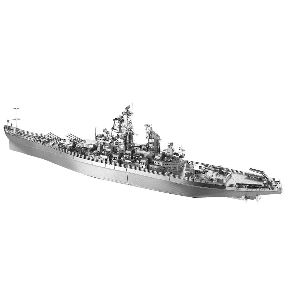 Piececool 3D Puzzles for Adults, USS Missouri Battleship Metal Model Kits, DIY 3D Metal Puzzle for Teenagers Students Stress Relief, Aircraft Carrier Piececool