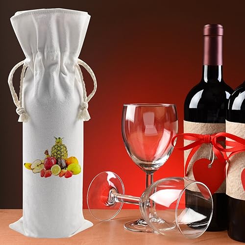 OKBA 5 PCS Sublimation wine gift bag blank, Canvas wine bottle bag with drawstring, Suitable for sublimation, screen printing, DIY graffiti OKBA