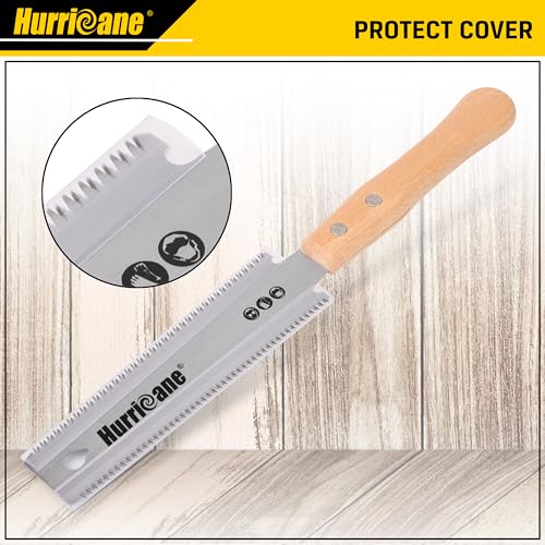 HURRICANE Japanese Hand Saw, 6 Inch (150mm) Double Edge Sided Pull Saw, SK5 Flexible Blade, 14/17 TPI Flush Cut Saw, Beech Handle Wood Saw, HURRICANE