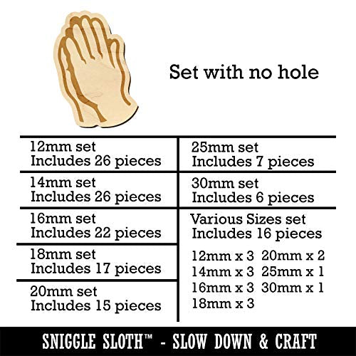 Praying Hands Mini Wood Shape Charms Jewelry DIY Craft - 30mm (6pcs) - No Hole Sniggle Sloth