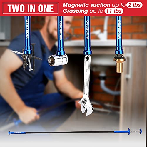 WORKPRO 4PC Telescoping Magnetic Pick Up Tool Kit, Includes Telescoping Inspection Mirror, 2PC Magnetic Pick Up Tool And Four Claw Grabber Tool, Pick WORKPRO