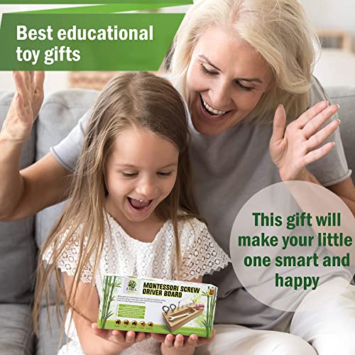 Panda Brothers Montessori Screwdriver Board Set - Wooden Montessori Toys for 4 Year Old Kids and Toddlers, Learning Sensory Bin Toys Preschool Panda Brothers