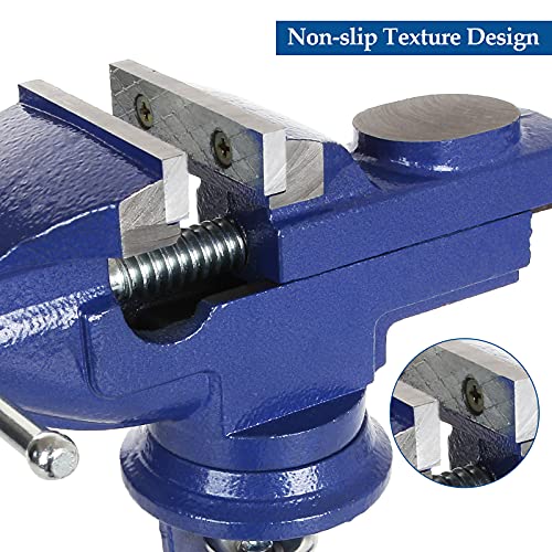 ABuff Universal Table Vise 2-1/2 Inch, Blue 360° Swivel Vise with Table Clamp&Jaw Covers, Heavy Duty Repair Tools Table Vise, Durable Vice for ABuff