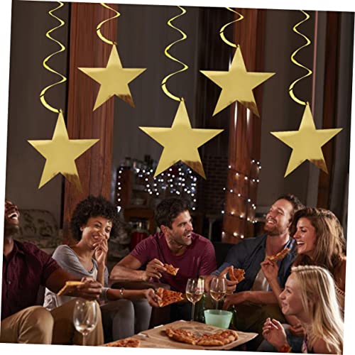 VOSAREA 20pcs Holiday Decorations Star Garland Metal Wreath Gold Trim Glitter Star Cutouts Hanging Glitter Paper Stars Gold Star Hanging Decor Paper VOSAREA
