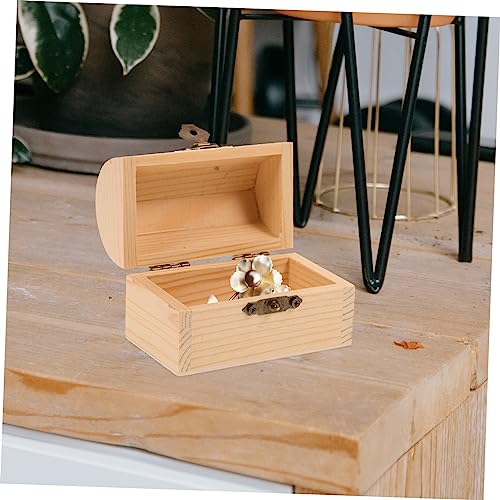 VOSAREA 2pcs Pirate Treasure Chest Wooden Box Wooden Treasure Organizer Rustic Jewelry Chest Unpainted Wood Chest Unfinished Wooden Kids Storage Bin VOSAREA