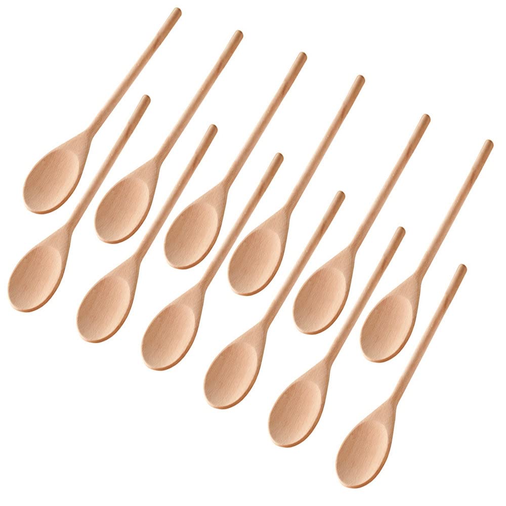 Kitchen Wooden Spoons Mixing Baking Serving Utensils Puppets 12 In - 12 Pack ROUNDSQUARE