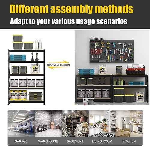 PrimeZone 47" W x 23.6" D x 71" H Large Heavy Duty Storage Shelves - 5 Tier Adjustable Garage Storage Shelving, Metal Storage Utility Rack Shelf Unit PrimeZone