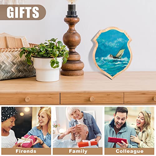 3 Pieces Unfinished Wood Plaque 9 x 12 Inch Wooden Shield Plaque Wood Sign for Crafts Carving Crafting, Wood Planks Wood Boards for Burning Projects Yookeer