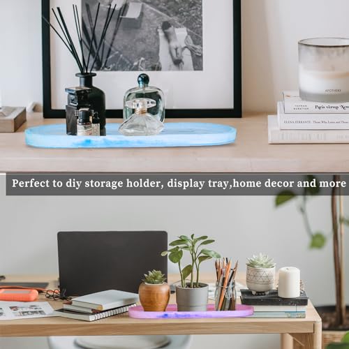 Wehous Large Resin Tray Mold, 13inch Oval Rolling Tray Molds, Big Silicone Tray Molds with Edges, Silicone Molds for Epoxy Resin, Jewelry Holder Wehous