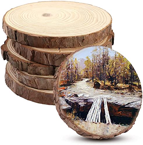 Unfinished Natural Wood Slices 12 Pcs 4.8-5.5 inch Craft Wood kit Circles Christmas Ornaments Centerpiece Rustic Wedding Decoration DIY Crafts with TAI JI