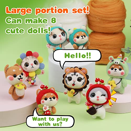 BAGERLA Needle Felting Kit, Wool Felting Beginner Kits Includes 8 Pcs Animal Instructions Felting Pad Needle Felting Basic Tools, Complete Needle BAGERLA