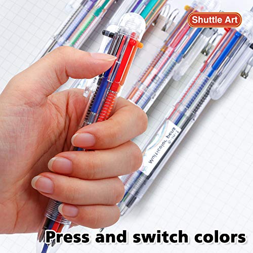 Shuttle Art Multicolor Pens, 23 Pack 6-in-1 0.7mm Retractable Ballpoint Pens for Office School Supplies Students Children Gift Shuttle Art