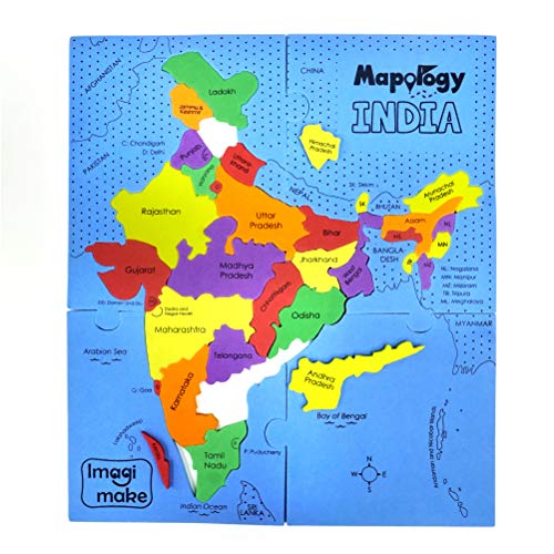 Imagimake Mapology India Map Puzzles - Geography for Kids - Learning & Educational Toys - Puzzles for Kids Ages 4-8 - Gift for 4, 5, 6, 7, 8 Year Old Imagimake