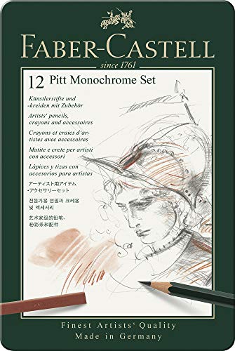 Faber-Castel 112975 PITT Monochrome Tin Set ,12 Piece Faber-Castell