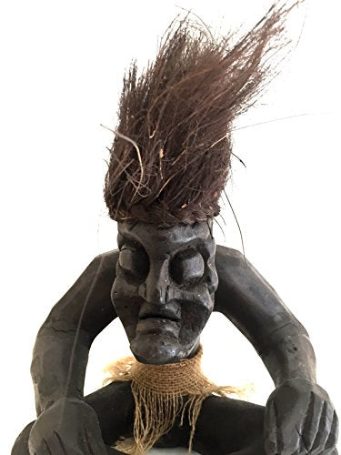 OMA® African Tiki God Statue Wood Carved Fortune & Happiness African Sculpture Lucky Tiki OMA