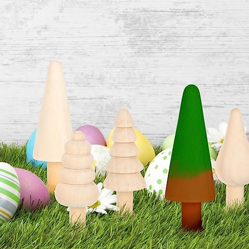 Kisangel 80pcs Unfinished Wood Crafts Wood Tree Figures and Mushroom DIY Craft for Arts and Crafts Projects Kisangel